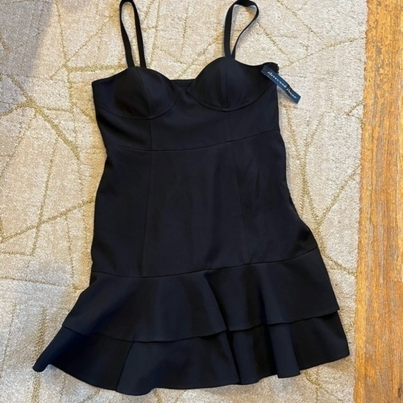 🍭🍕🦋NEW Clover and Sloane little black dress ruffle sweetheart fit & flare NWT - Picture 6 of 8